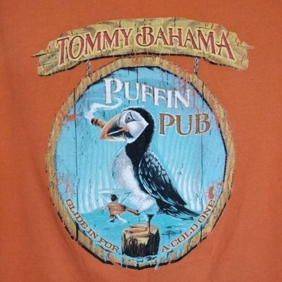 Tommy Bahama Graphic Logo Puffin Pub Toucan Short Sleeve Sz. L T-shirt - Picture 6 of 10